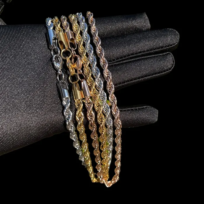 Necklaces Stainless Steel 5MM Stainless Steel Rope Chain Necklace