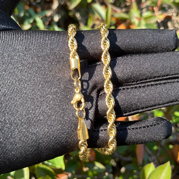 Necklaces Stainless Steel 5MM Stainless Steel Rope Chain Necklace