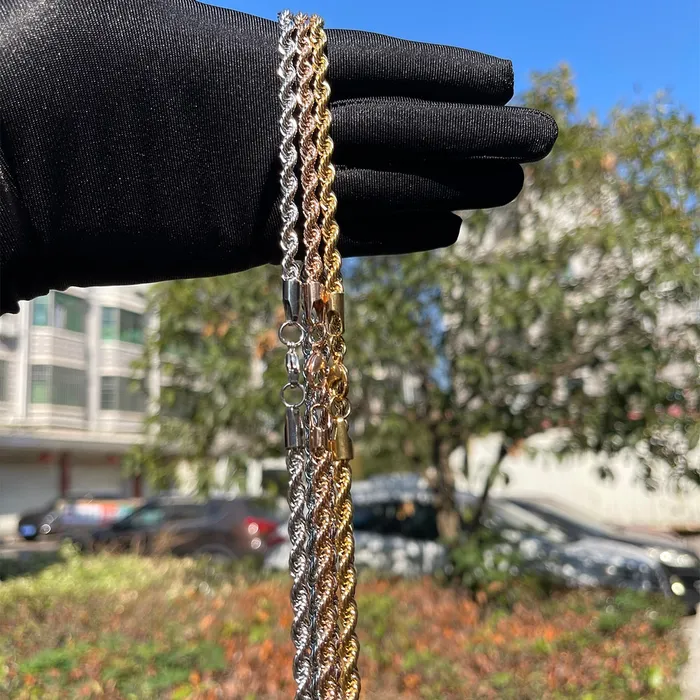 Necklaces Stainless Steel 5MM Stainless Steel Rope Chain Necklace