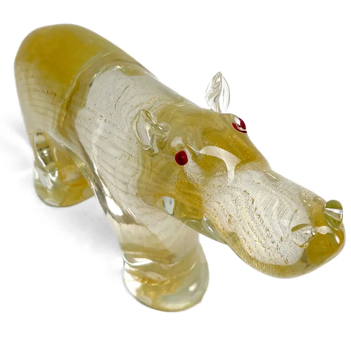 Necklaces Tagliapietra Andrea Hippopotamus with Gold Leaf Murano Glass