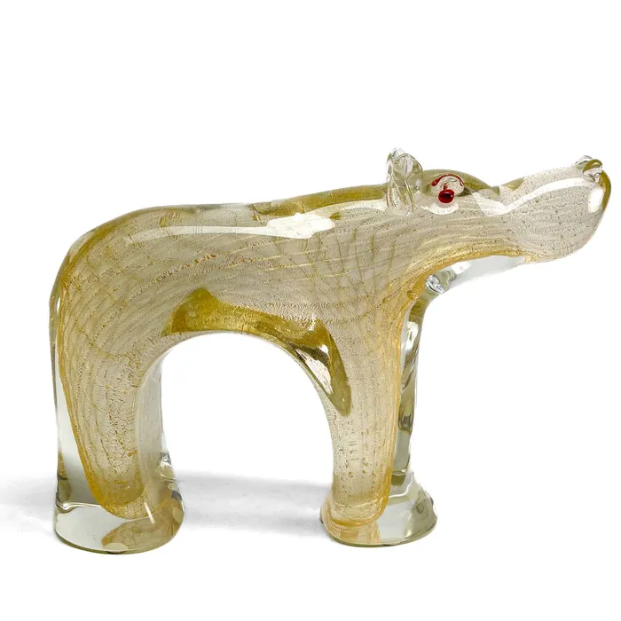 Necklaces Tagliapietra Andrea Hippopotamus with Gold Leaf Murano Glass