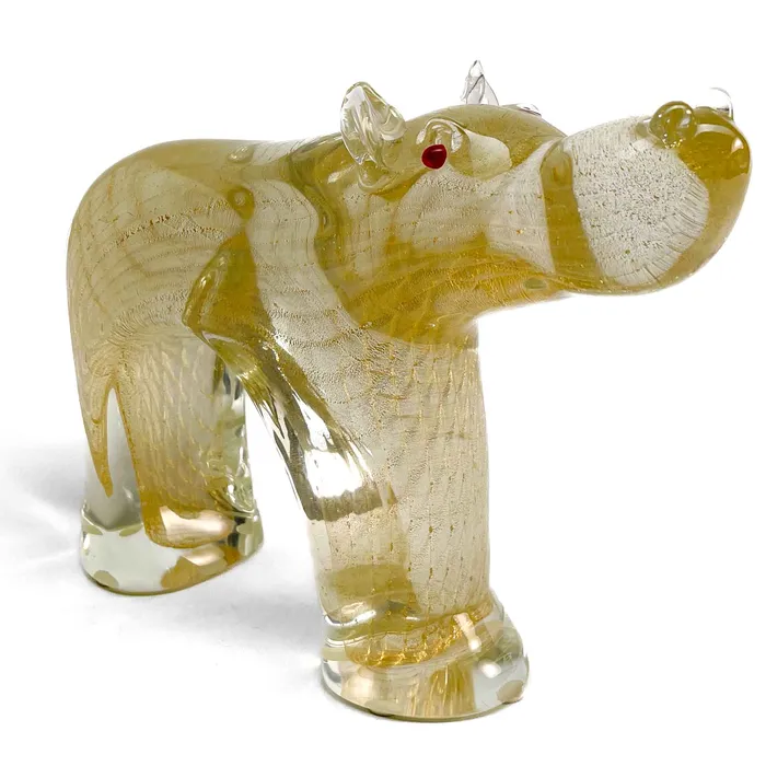 Necklaces Tagliapietra Andrea Hippopotamus with Gold Leaf Murano Glass