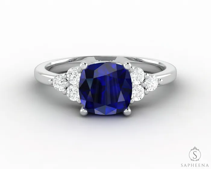 Rings Astrid 20 Ct Cushion Cut Blue Sapphire Engagement Ring Sapheena Jewelry Rings Astrid 20 Ct Cushion Cut Blue Sapphire Engagement Ring Sapheena Jewelry