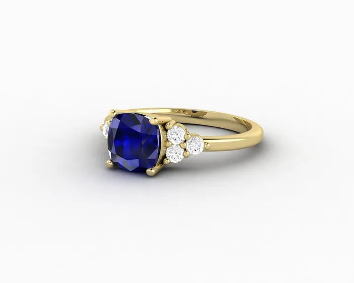 Rings Astrid 20 Ct Cushion Cut Blue Sapphire Engagement Ring Sapheena Jewelry