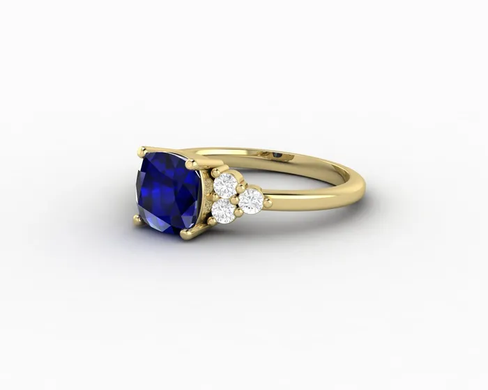 Rings Astrid 20 Ct Cushion Cut Blue Sapphire Engagement Ring Sapheena Jewelry