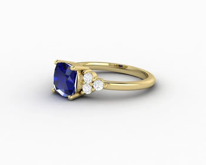 Rings Astrid 20 Ct Cushion Cut Blue Sapphire Engagement Ring Sapheena Jewelry