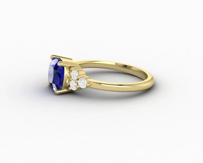 Rings Astrid 20 Ct Cushion Cut Blue Sapphire Engagement Ring Sapheena Jewelry