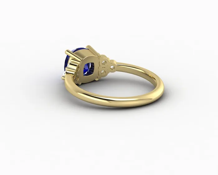 Rings Astrid 20 Ct Cushion Cut Blue Sapphire Engagement Ring Sapheena Jewelry