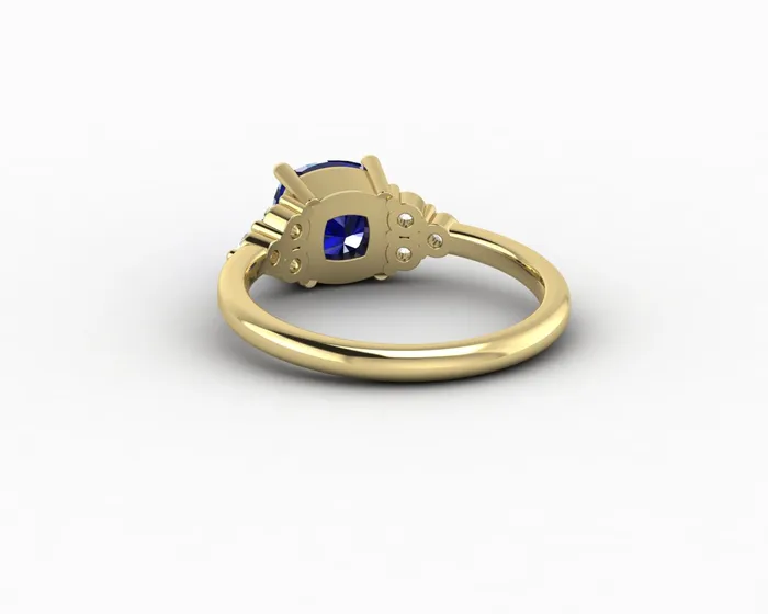 Rings Astrid 20 Ct Cushion Cut Blue Sapphire Engagement Ring Sapheena Jewelry