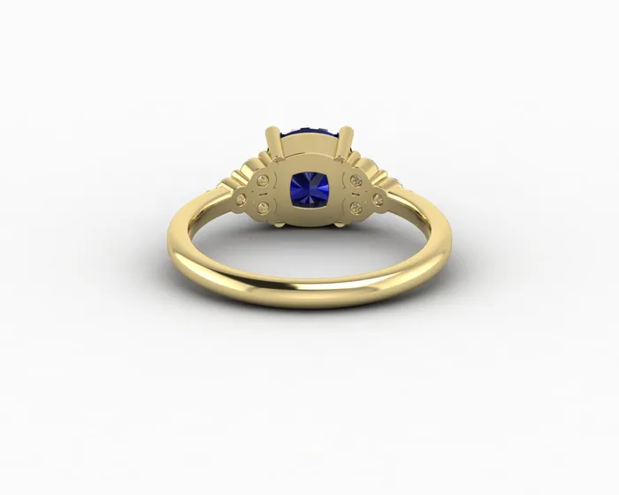 Rings Astrid 20 Ct Cushion Cut Blue Sapphire Engagement Ring Sapheena Jewelry