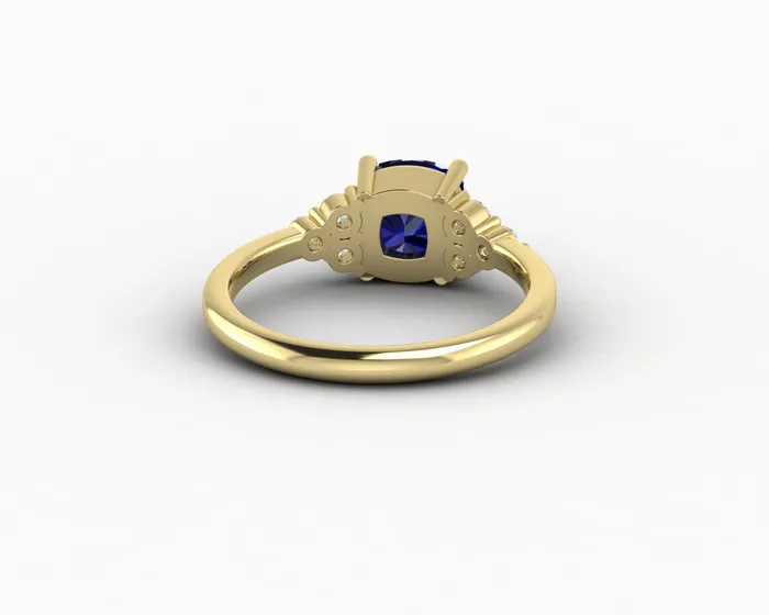 Rings Astrid 20 Ct Cushion Cut Blue Sapphire Engagement Ring Sapheena Jewelry