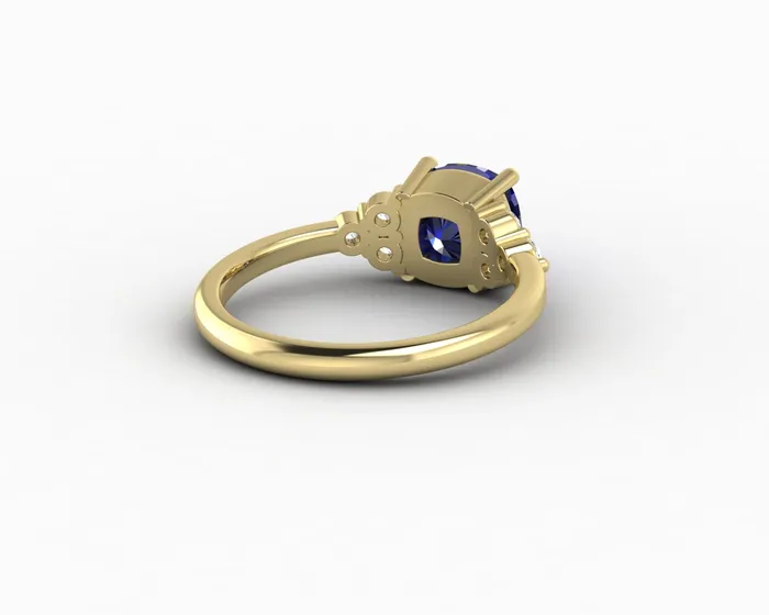 Rings Astrid 20 Ct Cushion Cut Blue Sapphire Engagement Ring Sapheena Jewelry