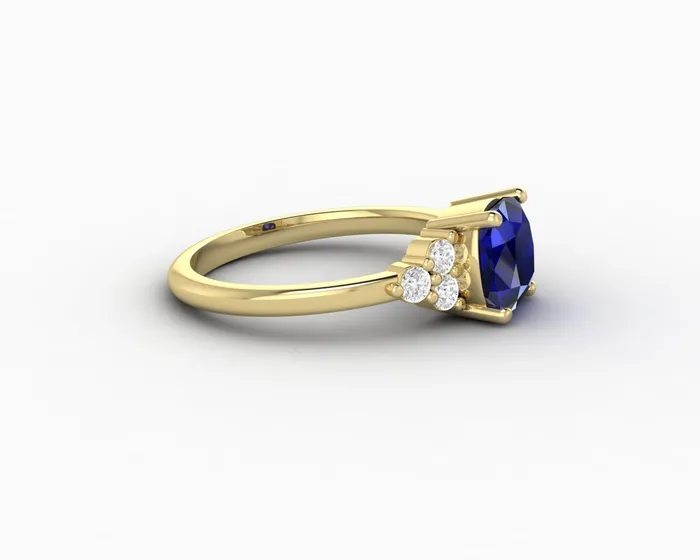 Rings Astrid 20 Ct Cushion Cut Blue Sapphire Engagement Ring Sapheena Jewelry