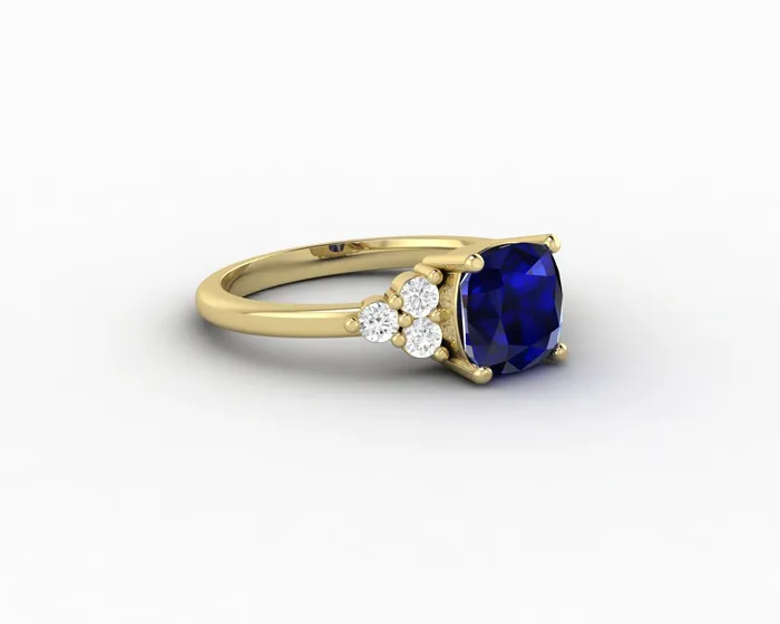 Rings Astrid 20 Ct Cushion Cut Blue Sapphire Engagement Ring Sapheena Jewelry