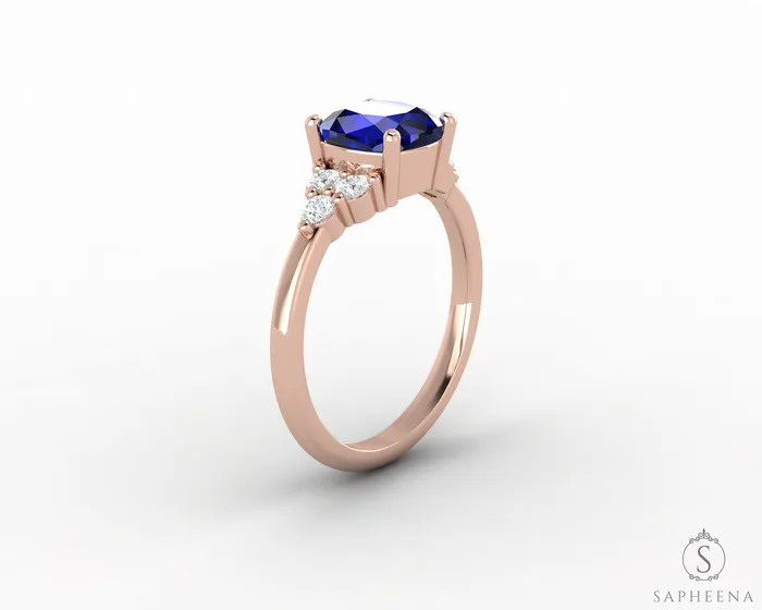 Rings Astrid 20 Ct Cushion Cut Blue Sapphire Engagement Ring Sapheena Jewelry