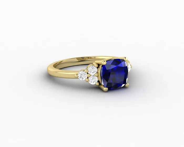 Rings Astrid 20 Ct Cushion Cut Blue Sapphire Engagement Ring Sapheena Jewelry