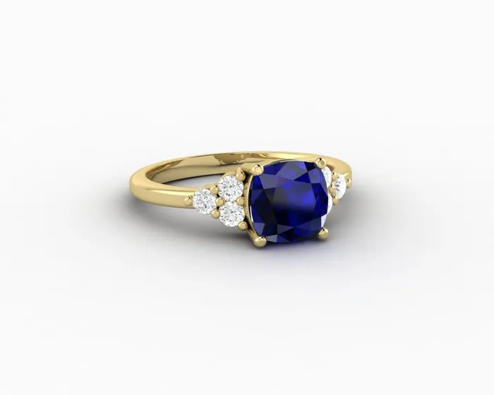 Rings Astrid 20 Ct Cushion Cut Blue Sapphire Engagement Ring Sapheena Jewelry