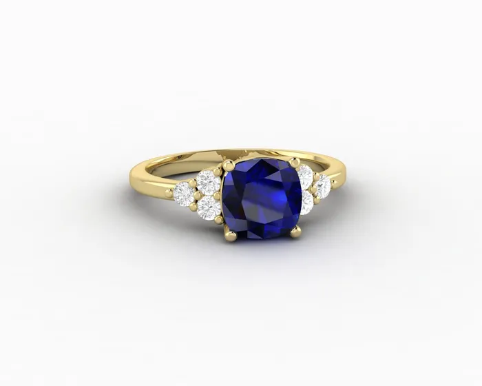 Rings Astrid 20 Ct Cushion Cut Blue Sapphire Engagement Ring Sapheena Jewelry