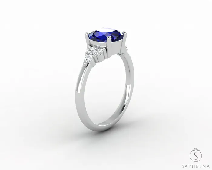 Rings Astrid 20 Ct Cushion Cut Blue Sapphire Engagement Ring Sapheena Jewelry