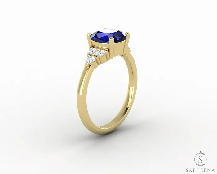 Rings Astrid 20 Ct Cushion Cut Blue Sapphire Engagement Ring Sapheena Jewelry