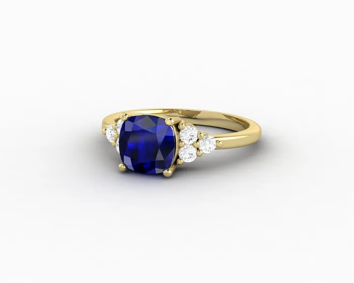 Rings Astrid 20 Ct Cushion Cut Blue Sapphire Engagement Ring Sapheena Jewelry