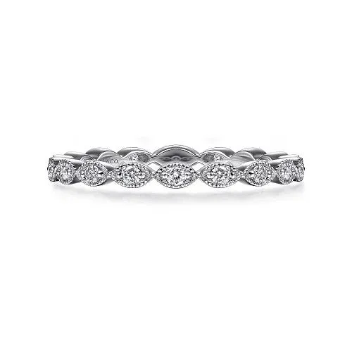 Rings GABRIEL CO 14K White Gold Marquise Station Diamond Stackable Ring