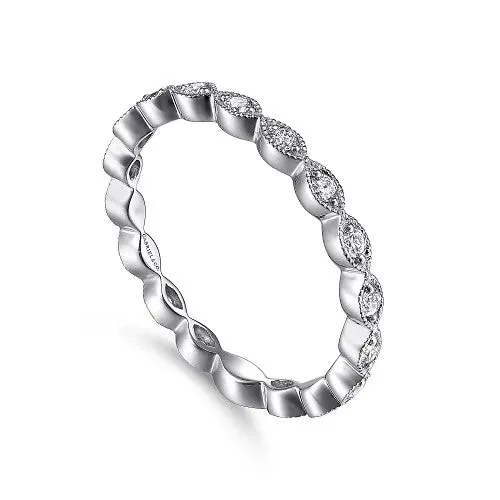 Rings GABRIEL CO 14K White Gold Marquise Station Diamond Stackable Ring