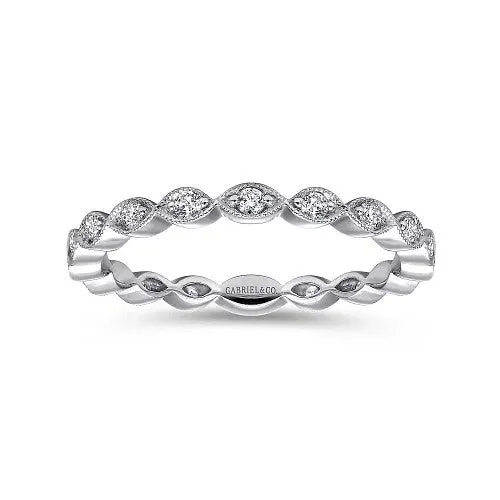 Rings GABRIEL CO 14K White Gold Marquise Station Diamond Stackable Ring