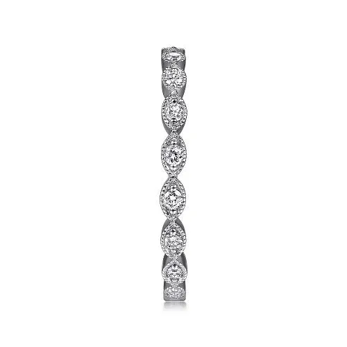 Rings GABRIEL CO 14K White Gold Marquise Station Diamond Stackable Ring