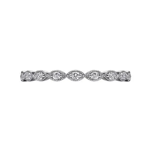 Rings GABRIEL CO 14K White Gold Marquise Station Diamond Stackable Ring