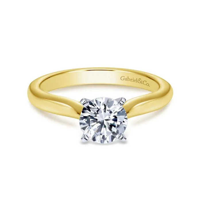 Rings GABRIEL CO 14K WhiteYellow Gold Round Diamond Engagement Ring