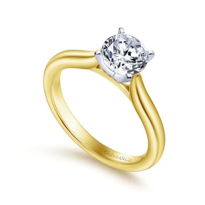 Rings GABRIEL CO 14K WhiteYellow Gold Round Diamond Engagement Ring
