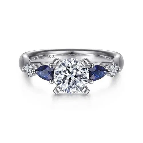 Rings GABRIEL CO Carrie 14K White Gold Round Five Stone Sapphire and Diamond Engagement Ring Setting Only Rings GABRIEL CO Carrie 14K White Gold Round Five Stone Sapphire and Diamond Engagement Ring Setting Only