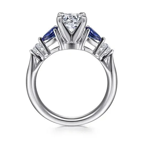 Rings GABRIEL CO Carrie 14K White Gold Round Five Stone Sapphire and Diamond Engagement Ring Setting Only Rings GABRIEL CO Carrie 14K White Gold Round Five Stone Sapphire and Diamond Engagement Ring Setting Only