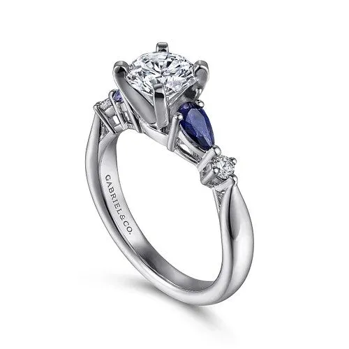 Rings GABRIEL CO Carrie 14K White Gold Round Five Stone Sapphire and Diamond Engagement Ring Setting Only Rings GABRIEL CO Carrie 14K White Gold Round Five Stone Sapphire and Diamond Engagement Ring Setting Only