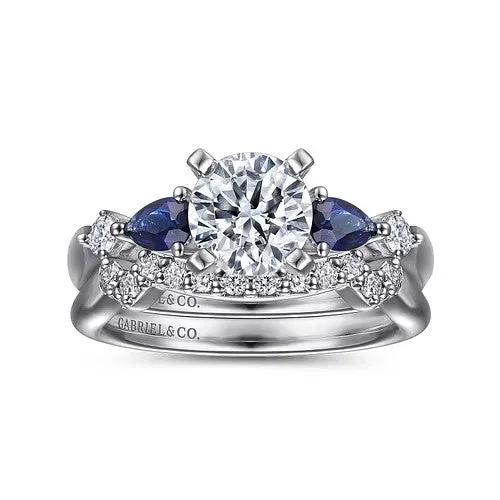 Rings GABRIEL CO Carrie 14K White Gold Round Five Stone Sapphire and Diamond Engagement Ring Setting Only Rings GABRIEL CO Carrie 14K White Gold Round Five Stone Sapphire and Diamond Engagement Ring Setting Only
