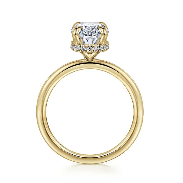 Rings GABRIEL CO Rainah 14K White Gold Hidden Halo Oval Diamond Engagement Ring Setting Only