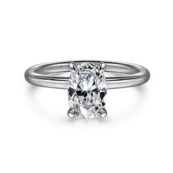 Rings GABRIEL CO Tiana 14K White Gold Oval Solitaire Diamond Engagement Ring Setting Only Rings GABRIEL CO Tiana 14K White Gold Oval Solitaire Diamond Engagement Ring Setting Only