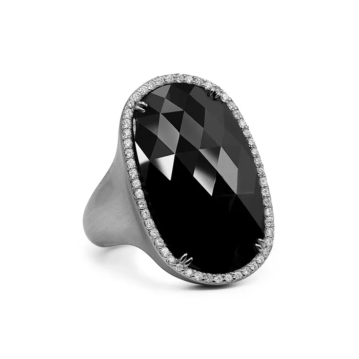 Rings Polachecks Collection Black Oval Cut Diamond Ring