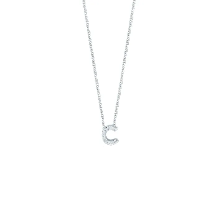 ROBERTO COIN Necklaces 18K WHITE GOLD TINY TREASURES DIAMOND LOVE LETTER C NECKLACE ROBERTO COIN Necklaces 18K WHITE GOLD TINY TREASURES DIAMOND LOVE LETTER C NECKLACE