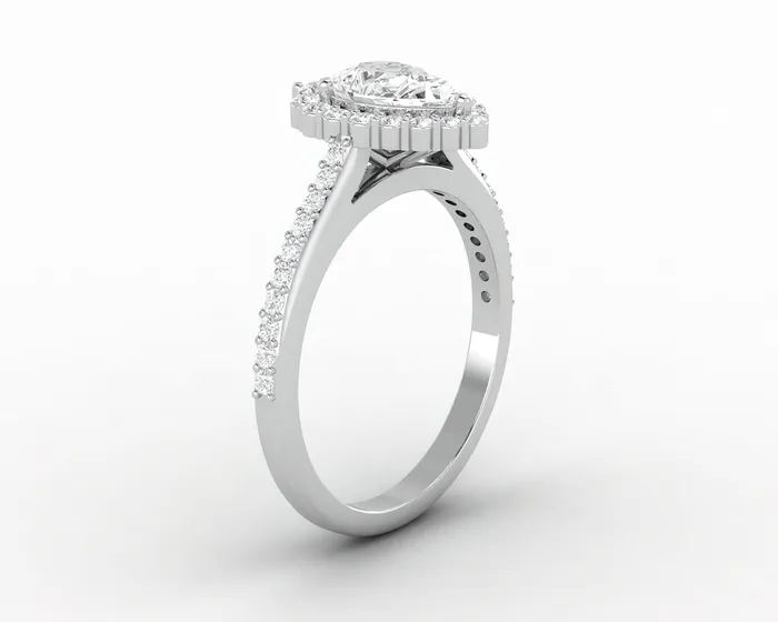 Sapheena Jewelry Rings Ava 08 Ct Pear Cut Halo Engagement Ring with Side Stones