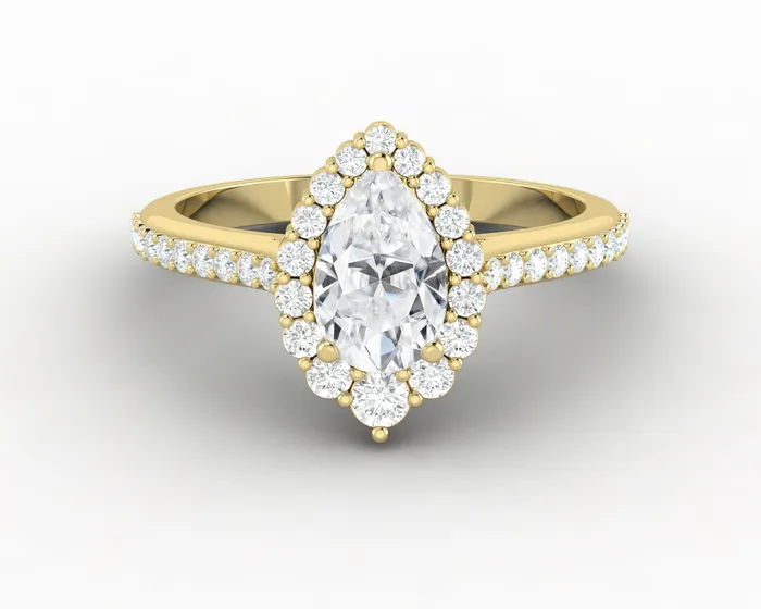 Sapheena Jewelry Rings Ava 08 Ct Pear Cut Halo Engagement Ring with Side Stones