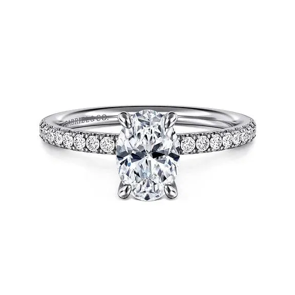 Twain 14K White Gold Oval Diamond Engagement Ring Setting Only GABRIEL CO Rings Twain 14K White Gold Oval Diamond Engagement Ring Setting Only GABRIEL CO Rings