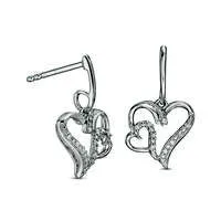 005 CT TW Diamond Double Heart Drop Earrings in Sterling Silver Goldia Earrings 005 CT TW Diamond Double Heart Drop Earrings in Sterling Silver Goldia Earrings