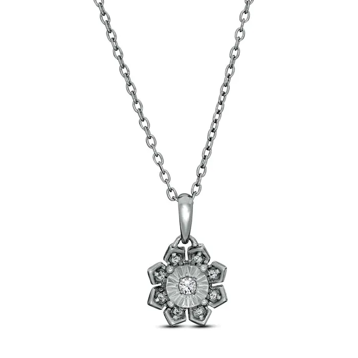 007 CT TW Natural Diamond Frame Flower Pendant in Sterling Silver Goldia Necklaces 007 CT TW Natural Diamond Frame Flower Pendant in Sterling Silver Goldia Necklaces