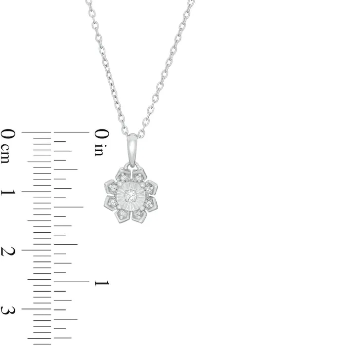 007 CT TW Natural Diamond Frame Flower Pendant in Sterling Silver Goldia Necklaces 007 CT TW Natural Diamond Frame Flower Pendant in Sterling Silver Goldia Necklaces