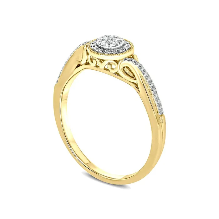 017 CT TW Composite Natural Diamond Frame Antique VintageStyle Promise Ring in Solid 10K Yellow Gold Goldia Rings 017 CT TW Composite Natural Diamond Frame Antique VintageStyle Promise Ring in Solid 10K Yellow Gold Goldia Rings