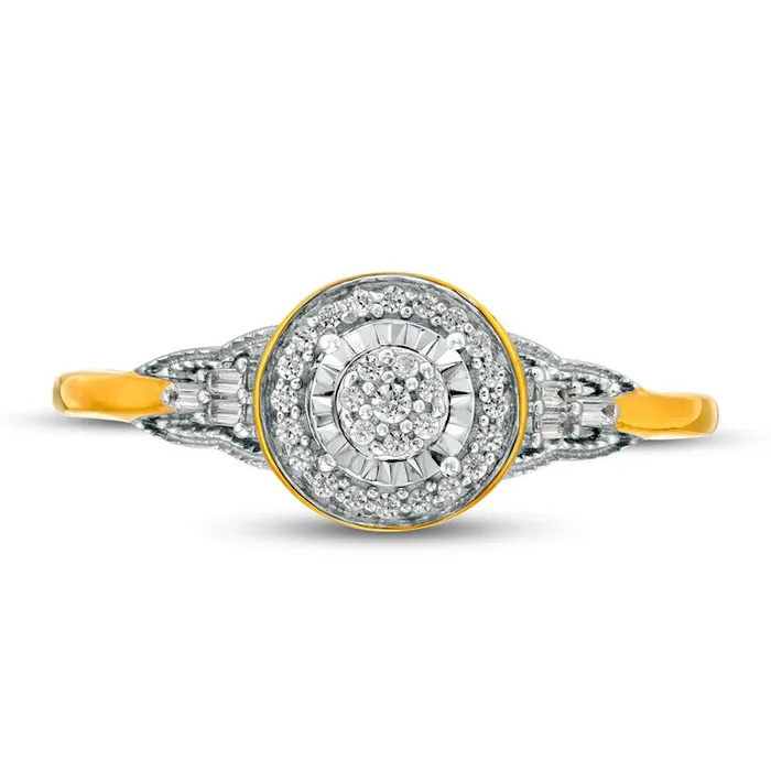 017 CT TW Composite Natural Diamond Frame Antique VintageStyle Promise Ring in Solid 10K Yellow Gold Goldia Rings 017 CT TW Composite Natural Diamond Frame Antique VintageStyle Promise Ring in Solid 10K Yellow Gold Goldia Rings
