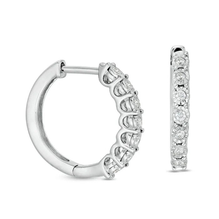 017 CT TW Diamond Hoop Earrings in Sterling Silver Goldia Earrings
