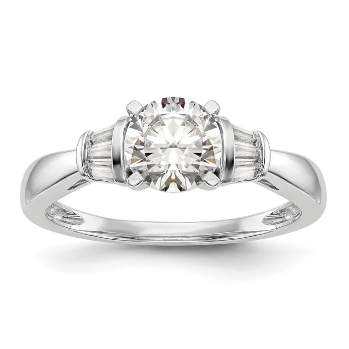 018ct CZ Solid Real 14K White Gold Peg Set Engagement Ring Goldia Rings
